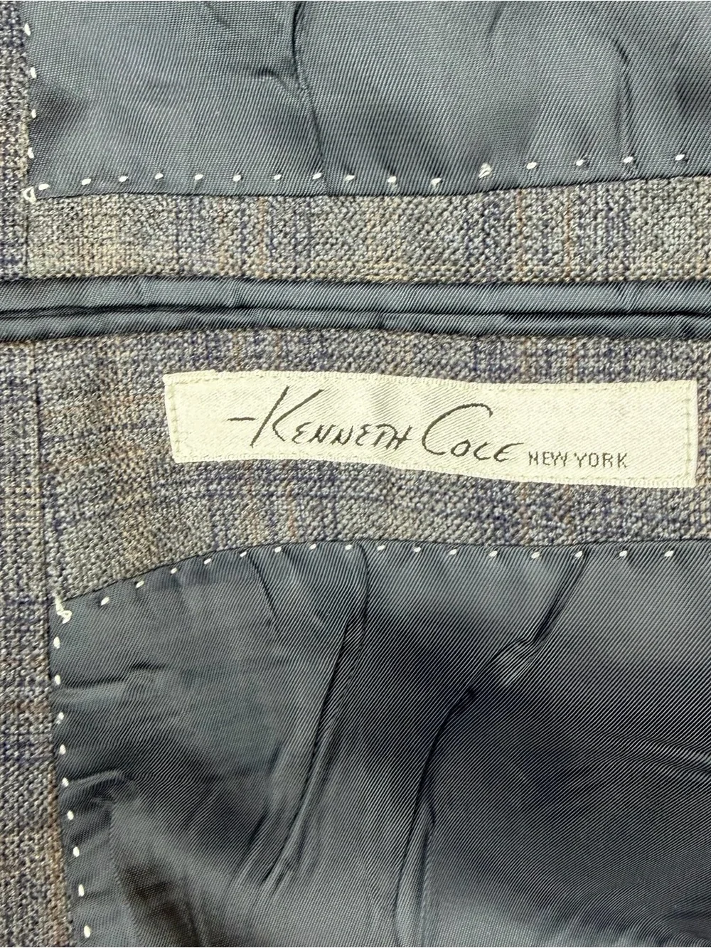 Kenneth Cole Gray Navy Plaid Sport Coat